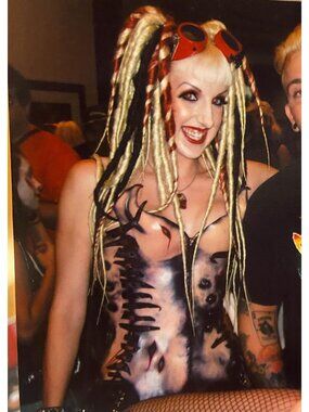 Blond Black & Rust Dread Falls hair extensions dreadlocks cyber goth